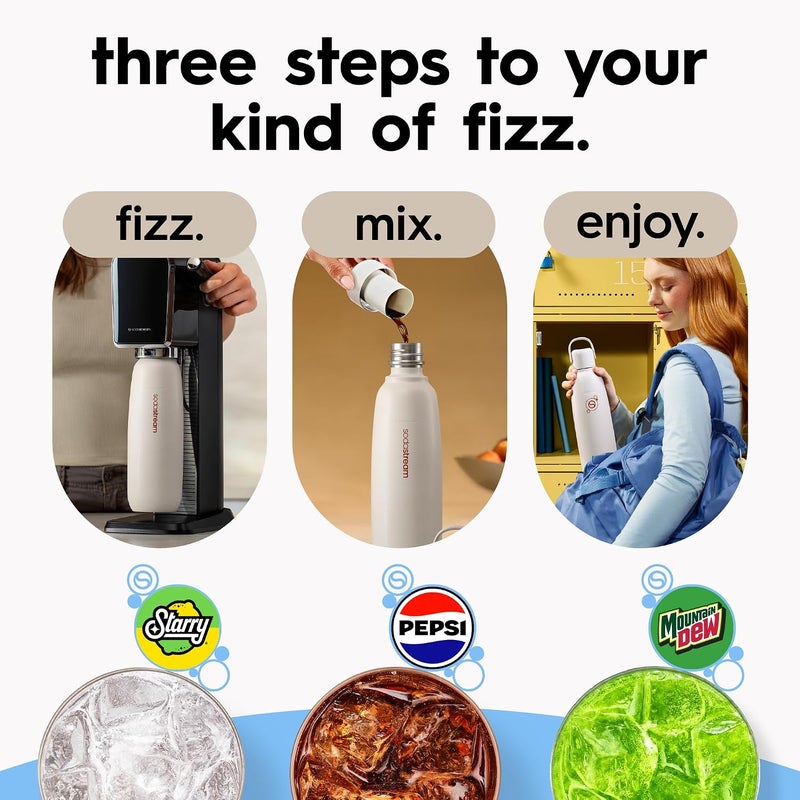 SodaStream Fizz & Go Cool - All Metal Bottle (Sand) Carbonating Bottle Capacity, 0.9L Popular practical build - Image 3