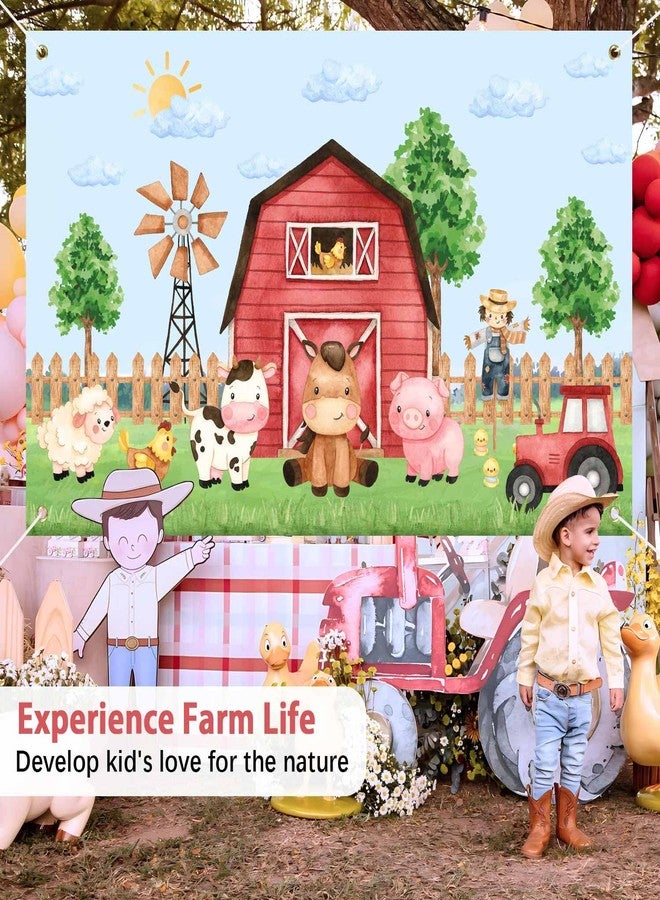 Heboland Watercolor Farm Birthday Decorations Backdrop Banner for Boys, Large Size 3 x 5Ft Barnyard Animal Backdrop Banner Baby Shower Party Supplies - Image 4