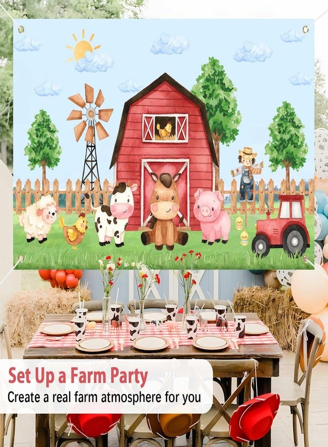 Heboland Watercolor Farm Birthday Decorations Backdrop Banner for Boys, Large Size 3 x 5Ft Barnyard Animal Backdrop Banner Baby Shower Party Supplies - Image 3