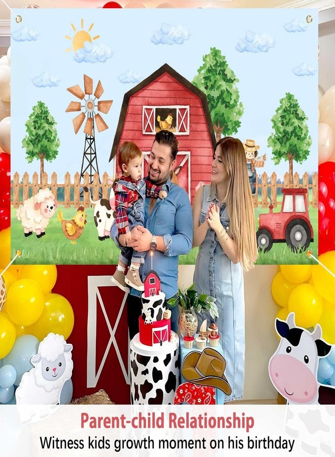 Heboland Watercolor Farm Birthday Decorations Backdrop Banner for Boys, Large Size 3 x 5Ft Barnyard Animal Backdrop Banner Baby Shower Party Supplies - Image 2
