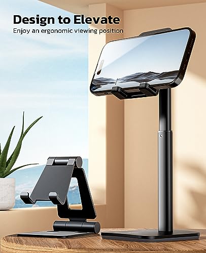 Nulaxy Phone Stand, Height Angle Adjustable Cell Phone Stand, Phone Holder for Desk Compatible with Phone 16 15 14 13 12 Mini 11 Pro Xs Max Xr X 8 7 6 6s Plus, All Smartphones (4-8 inches) - Black - Image 3