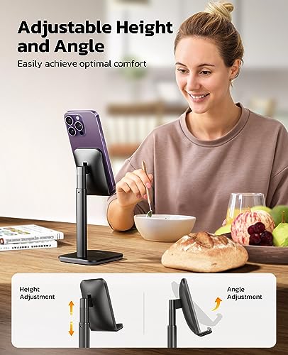 Nulaxy Phone Stand, Height Angle Adjustable Cell Phone Stand, Phone Holder for Desk Compatible with Phone 16 15 14 13 12 Mini 11 Pro Xs Max Xr X 8 7 6 6s Plus, All Smartphones (4-8 inches) - Black - Image 4