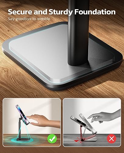 Nulaxy Phone Stand, Height Angle Adjustable Cell Phone Stand, Phone Holder for Desk Compatible with Phone 16 15 14 13 12 Mini 11 Pro Xs Max Xr X 8 7 6 6s Plus, All Smartphones (4-8 inches) - Black - Image 5