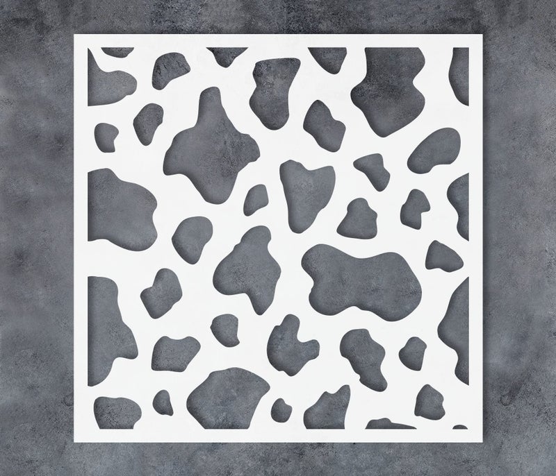 GSS Designs Seamless Cow Print Pattern Stencils 12x12Inch Reusable Plastic Farm Animal Cow Print Stencils for Painting on Wood Fabric Wall Furniture DIY Art Home Decor