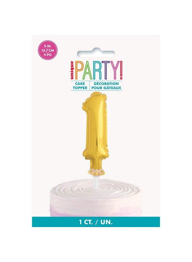Unique Number 1 Foil Balloon Cake Topper  5  Gold  1 Pc - Image 3
