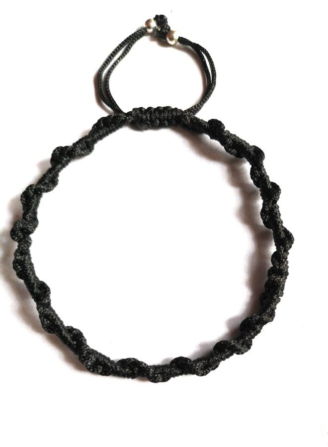 Jyokrish Handmade Adjustable Black silk Thread Spring design Anklet For Women | girls | Nazariya |Payal | Adult |Free Size |Single Leg - Image 2