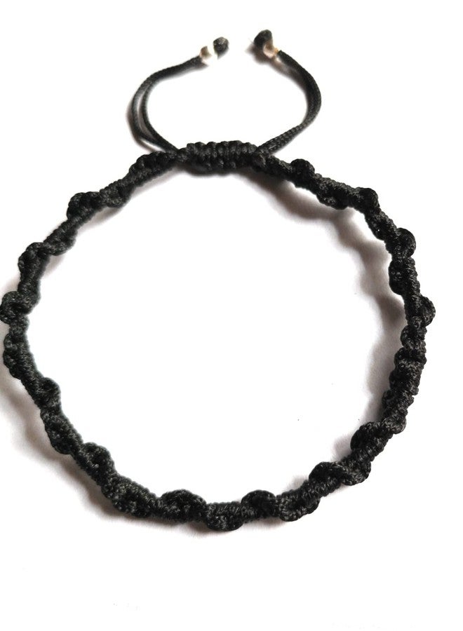 Jyokrish Handmade Adjustable Black silk Thread Spring design Anklet For Women | girls | Nazariya |Payal | Adult |Free Size |Single Leg - Image 4