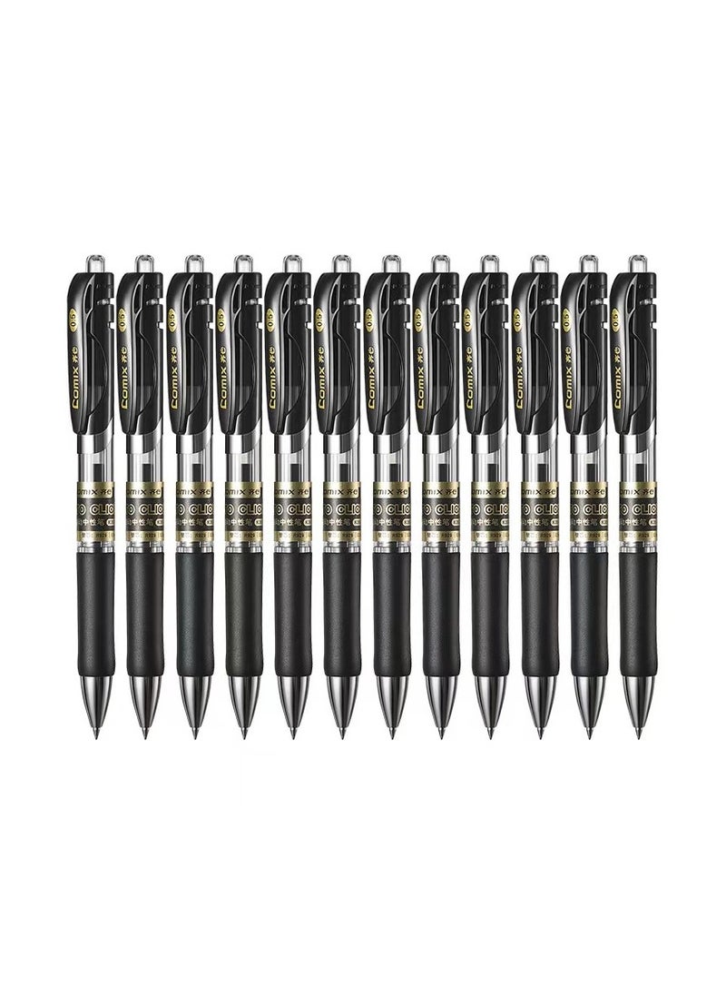 COMIX 10 quick drying ink pens, retractable gel ink pens, spherical gel pens, advanced smooth writing pens, suitable for school, home and office diaries, black refill  - Image 1