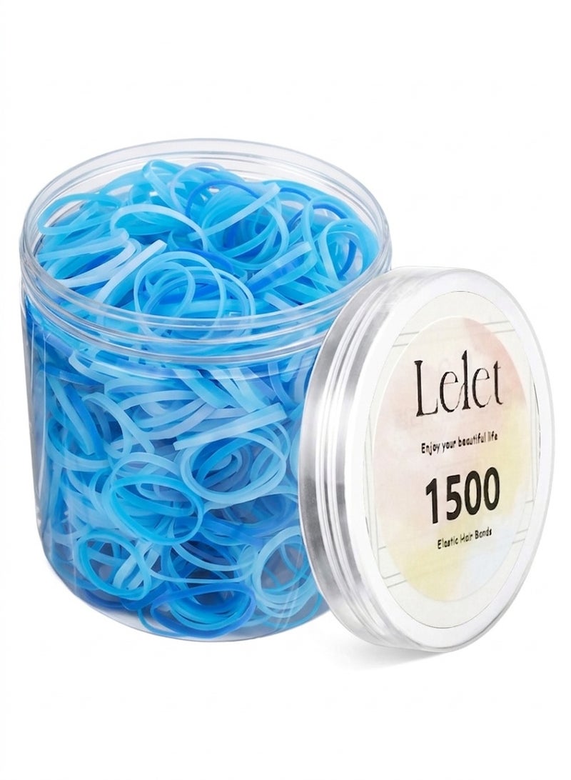 Lelet 1500 Pcs Blue Series Mini Elastic Hair Ties – Soft Rubber Bands for Baby Girls & Kids | No Pull Ponytail Holders | Gentle, Durable Polybands - Image 1