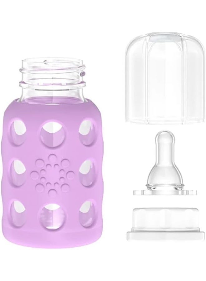 Lifefactory 4oz Glass Baby Bottle (2 Lavender/1 Mint/1 Cantaloupe) 4 Pack - Image 4
