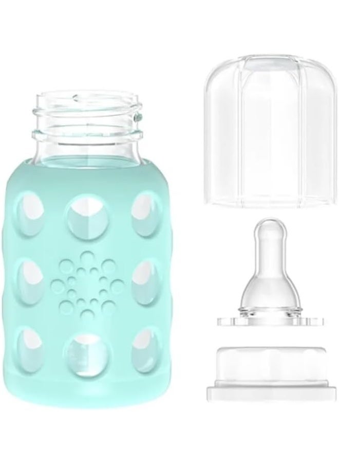 Lifefactory 4oz Glass Baby Bottle (2 Lavender/1 Mint/1 Cantaloupe) 4 Pack - Image 5