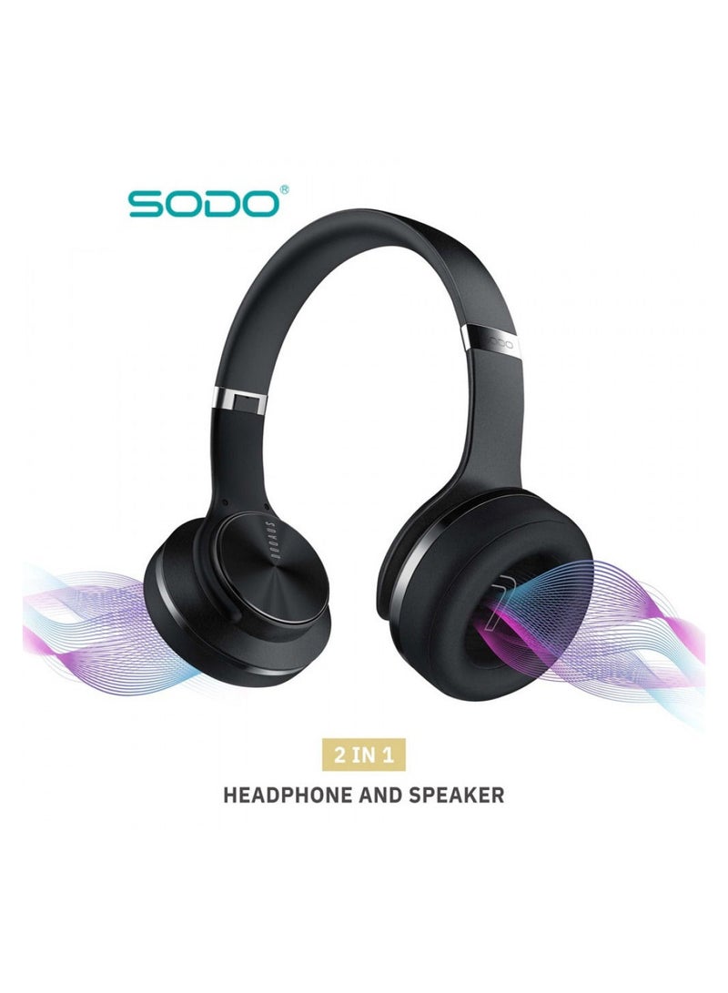 SODO 2 in 1 Headphone and Speaker Bluetooth Radio and Card Slot Rechargeable and Foldable - Image 2
