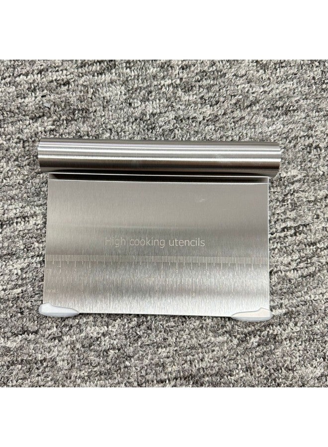 Generation Hair Stainless Steel Noodle Cutter Baking Flour Cutting Noodle Scraper With Scale Scraper Baking Tools-Color:White-Specifications:15*12cm (sealed Bag) - Image 1