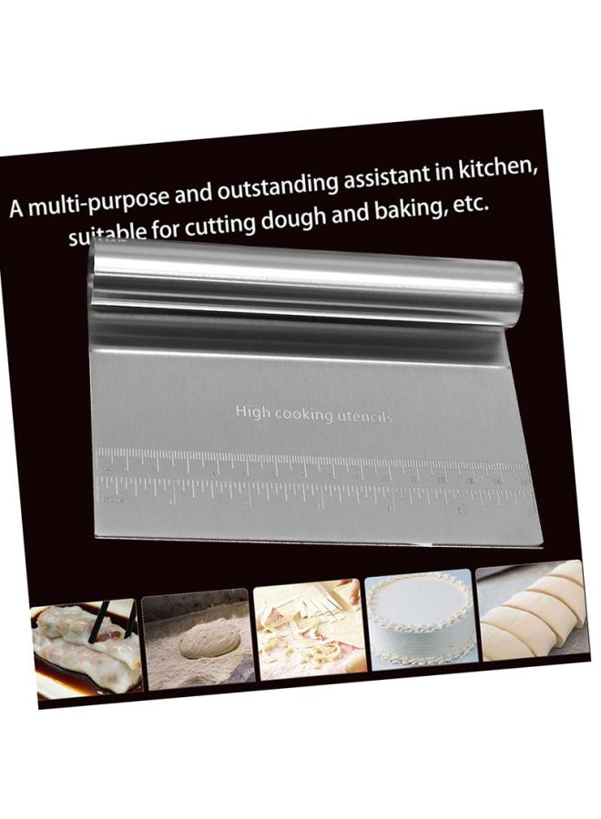 Generation Hair Stainless Steel Noodle Cutter Baking Flour Cutting Noodle Scraper With Scale Scraper Baking Tools-Color:White-Specifications:15*12cm (sealed Bag) - Image 3
