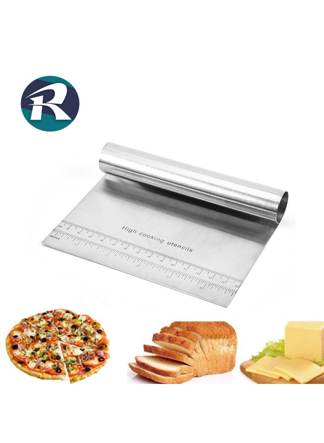 Generation Hair Stainless Steel Noodle Cutter Baking Flour Cutting Noodle Scraper With Scale Scraper Baking Tools-Color:White-Specifications:15*12cm (sealed Bag) - Image 2