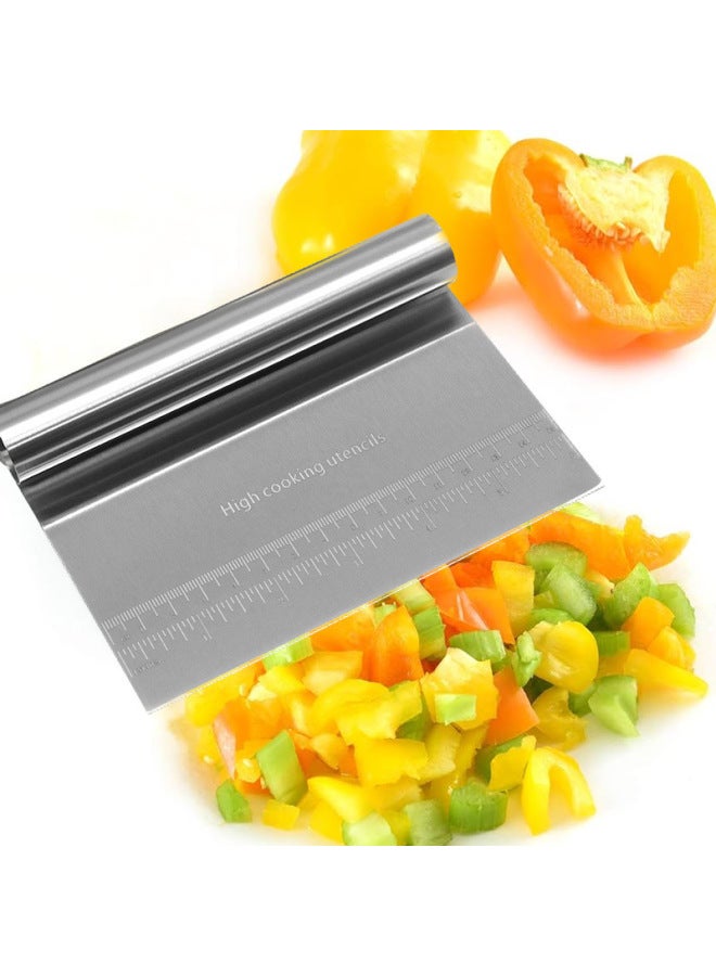 Generation Hair Stainless Steel Noodle Cutter Baking Flour Cutting Noodle Scraper With Scale Scraper Baking Tools-Color:White-Specifications:15*12cm (sealed Bag) - Image 5