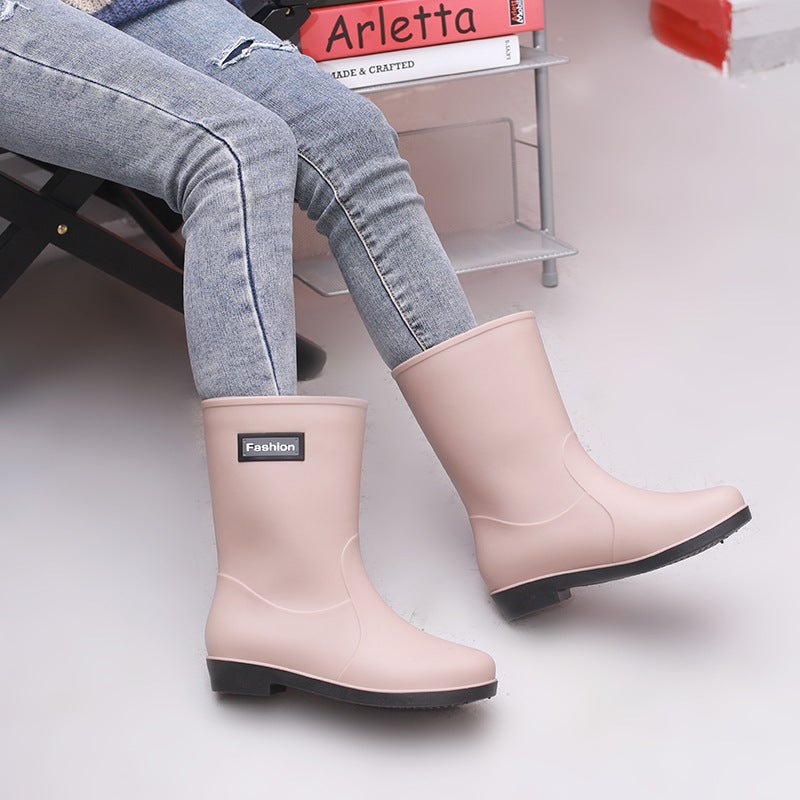 Women'S Rain Boots Mid-Calf Water Shoes Women'S Fleece-Lined Warm Waterproof Non-Slip Half-Calf Rain Boots Rubber Shoes Women'S Rain Boots - Image 4