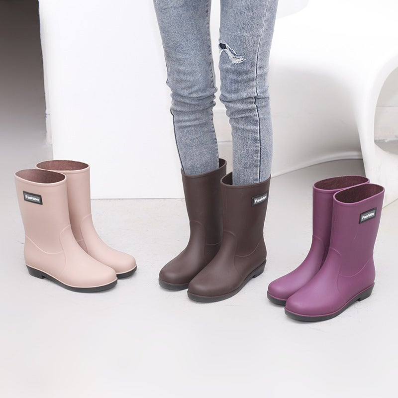 Women'S Rain Boots Mid-Calf Water Shoes Women'S Fleece-Lined Warm Waterproof Non-Slip Half-Calf Rain Boots Rubber Shoes Women'S Rain Boots - Image 2