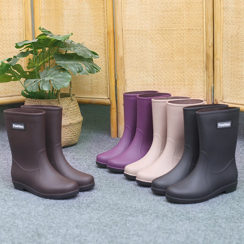 Women'S Rain Boots Mid-Calf Water Shoes Women'S Fleece-Lined Warm Waterproof Non-Slip Half-Calf Rain Boots Rubber Shoes Women'S Rain Boots - Image 3