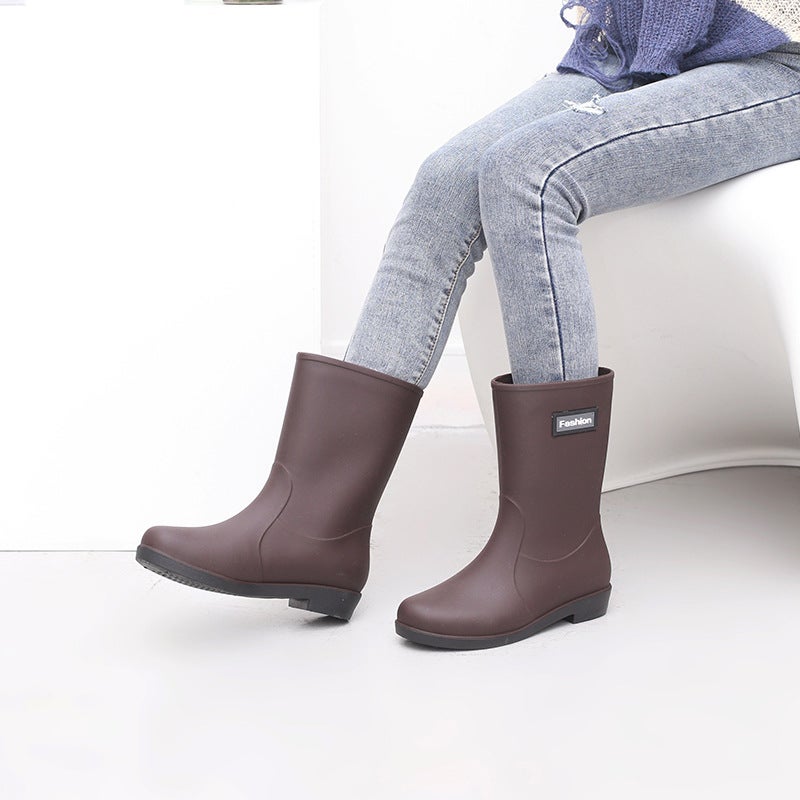 Women'S Rain Boots Mid-Calf Water Shoes Women'S Fleece-Lined Warm Waterproof Non-Slip Half-Calf Rain Boots Rubber Shoes Women'S Rain Boots - Image 5