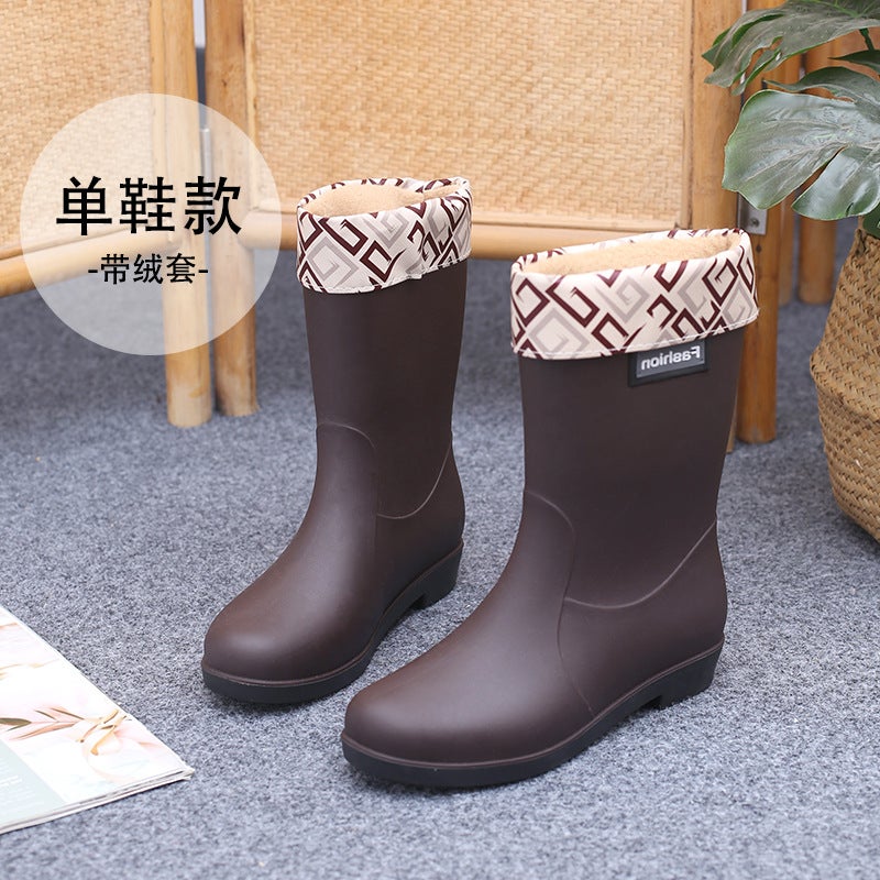 Women'S Rain Boots Mid-Calf Water Shoes Women'S Fleece-Lined Warm Waterproof Non-Slip Half-Calf Rain Boots Rubber Shoes Women'S Rain Boots - Image 1