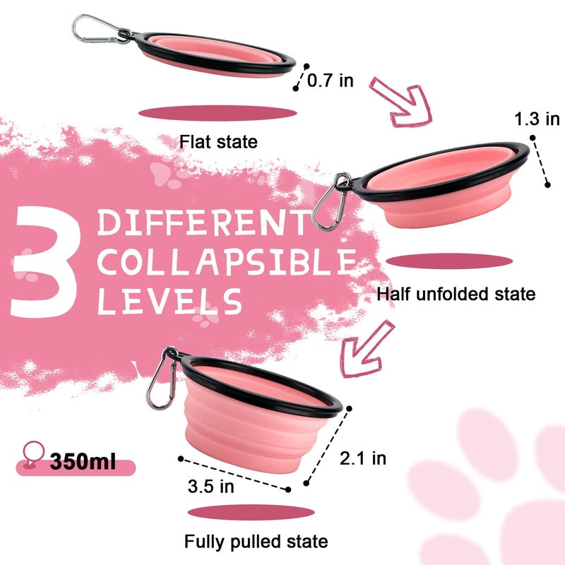 Rest-Eazzzy Collapsible Dog Bowls for Travel, 2-Pack Dog Portable Water Bowl for Dogs Cats Pet Foldable Feeding Watering Dish for Traveling Camping Walking with 2 Carabiners, BPA Free - Image 2