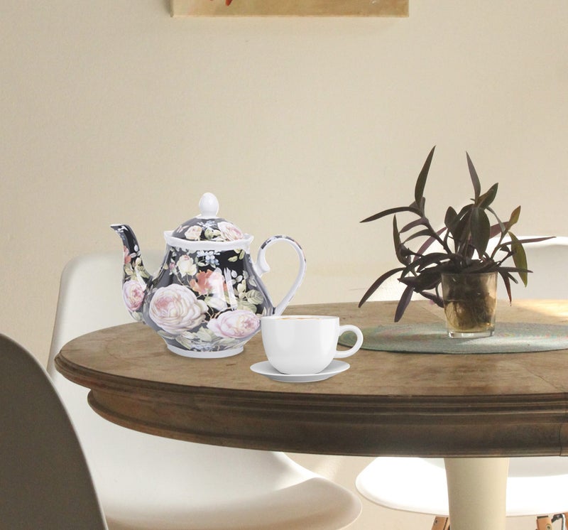 Palais Essentials European Style Ceramic Teapot Coffee Pot Water Pot Porcelain Vintage Gift Tea Pot - Moonlight Rose - Image 3