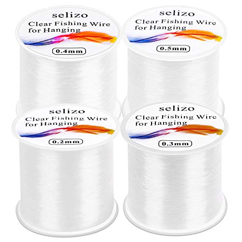 selizo Fishing Wire for Hanging, Selizo 4Pcs Clear Fish Line Fishing String Invisible Monofilament Nylon Thread for Hanging Decorations, Balloon Garland, Jewelry Making, Beading and Crafts - Image 1