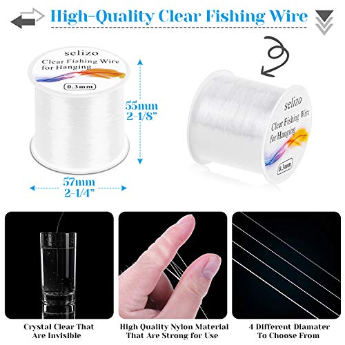 selizo Fishing Wire for Hanging, Selizo 4Pcs Clear Fish Line Fishing String Invisible Monofilament Nylon Thread for Hanging Decorations, Balloon Garland, Jewelry Making, Beading and Crafts - Image 3