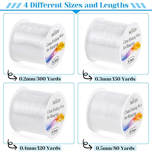 selizo Fishing Wire for Hanging, Selizo 4Pcs Clear Fish Line Fishing String Invisible Monofilament Nylon Thread for Hanging Decorations, Balloon Garland, Jewelry Making, Beading and Crafts - Image 2