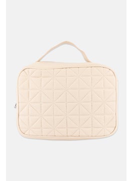 French Connection Women Brand Logo Make Up Bag, Beige  - Image 2