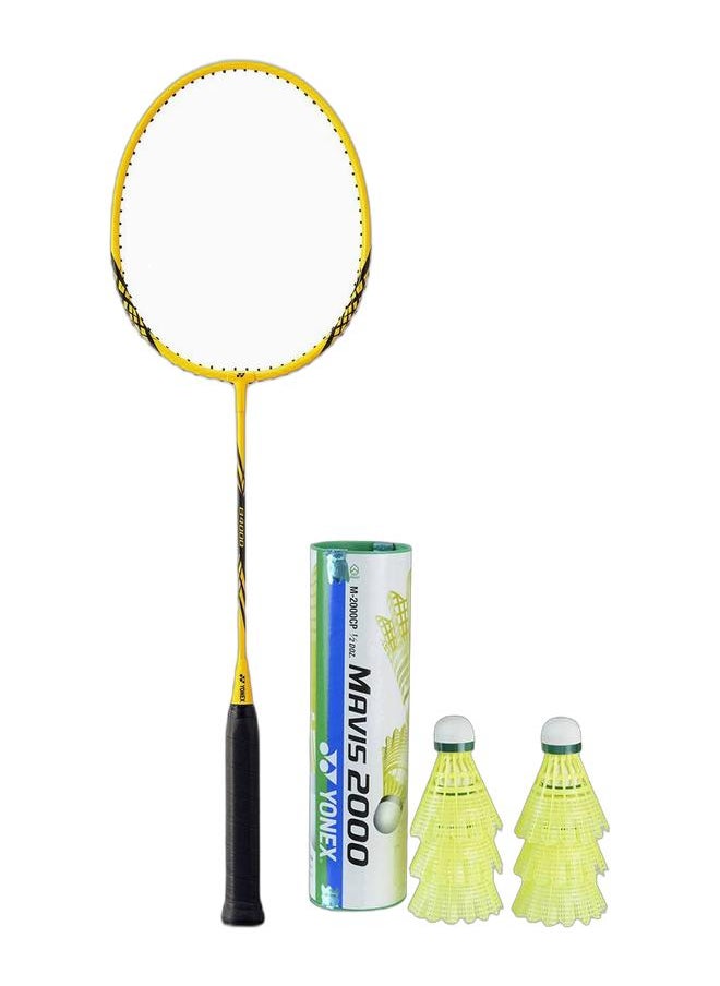 Yonex B 4000 Corn Yellow Ug4 + Mavis 2000 Green Cap Slow Badminton Shuttlecock 6 Pack, Yellow Pack  - Image 1