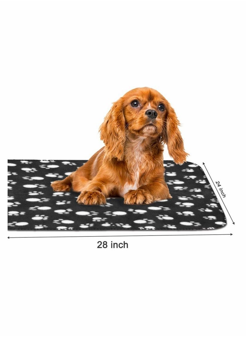 Y&D 6 Pack Pet Blanket Soft Fleece Dog Cat Blanket, Fluffy Warm Sleep Bed Cover with Bones Print for Kitten Puppy, Kennels, Beds, Car Seats and Crate (Black)  - Image 3
