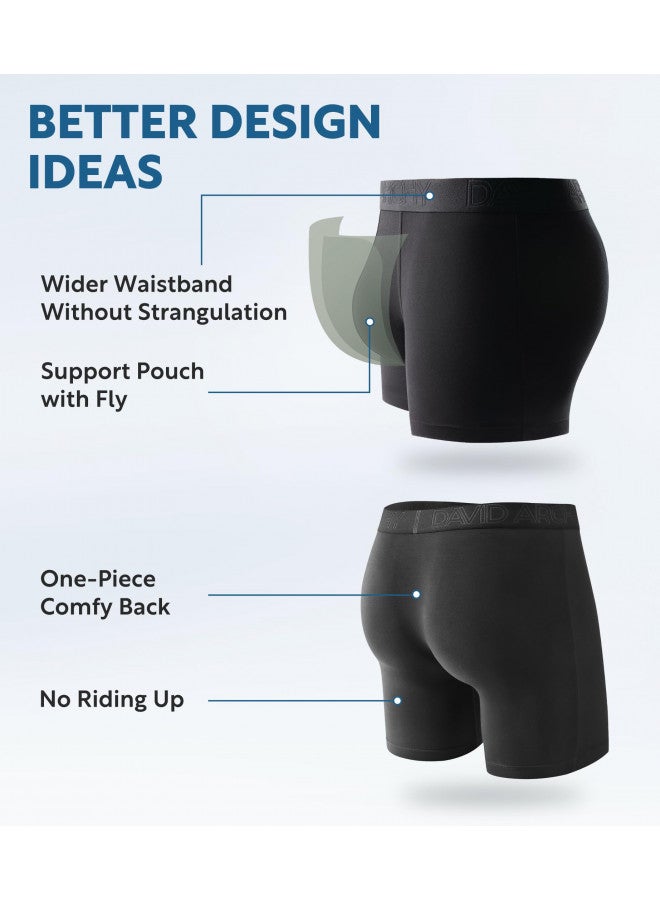 DAVID ARCHY Men's Boxer Briefs, Soft and Breathable Underwear with Waistband Moisture-Wicking with Fly Underwear for Men 4 Pack (XXL, Black - 5.5" in 4 Pack) - Image 4