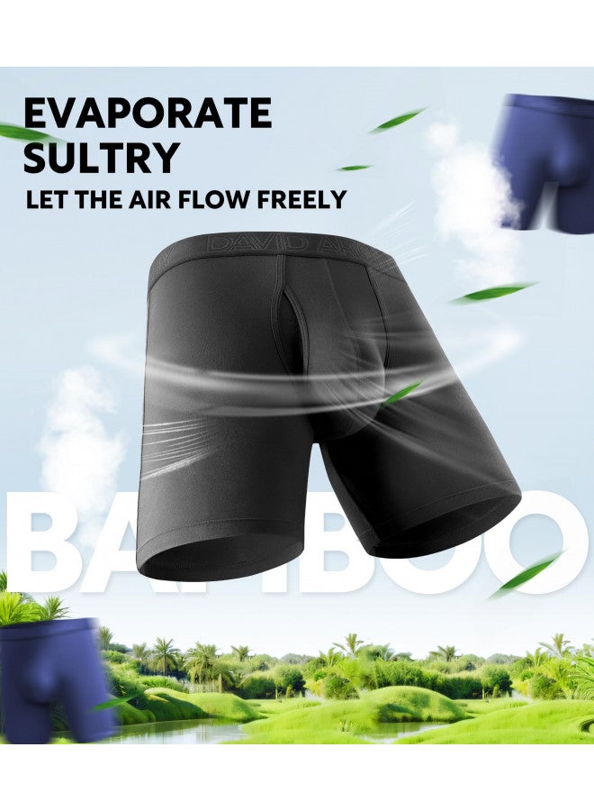 DAVID ARCHY Men's Boxer Briefs, Soft and Breathable Underwear with Waistband Moisture-Wicking with Fly Underwear for Men 4 Pack (XXL, Black - 5.5" in 4 Pack) - Image 3