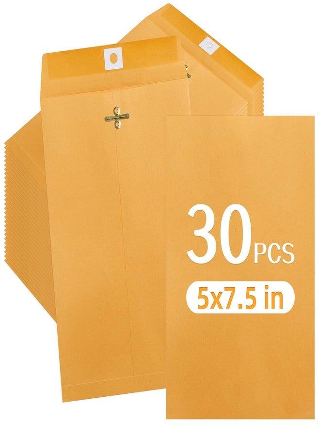 Bazyrock 30 Pcs 5 x 7.5Inch Manilla Envelopes,Kraft Envelopes with Clasp Closure and Gummed Seal for Office Document School Business Home - Image 1
