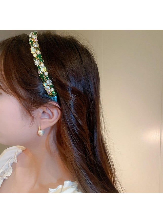 Wiwpar Green Sparkly Rhinestone Headband Vintage Crystal Head Band Hair Wedding Hair Accessories Bridal Headpiece For Women Girls Birthday Valentine'S Day Gifts - Image 2