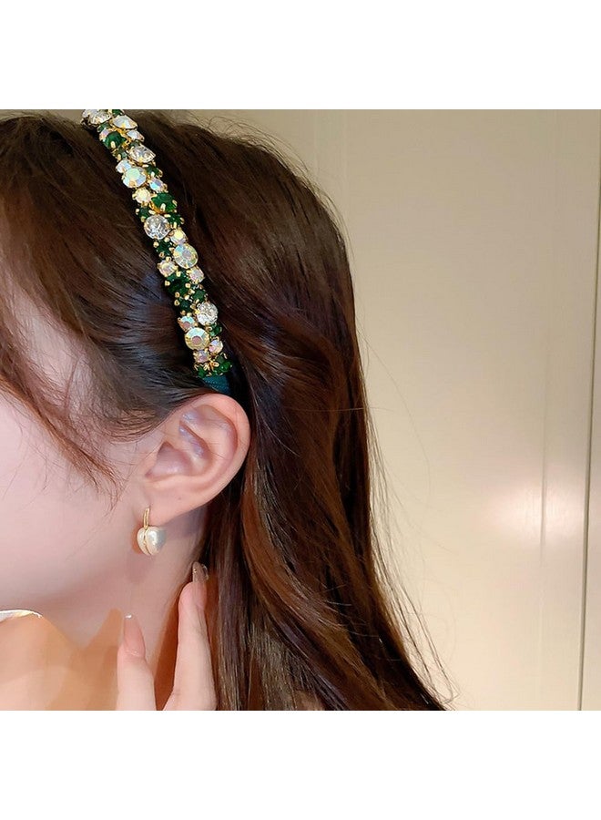 Wiwpar Green Sparkly Rhinestone Headband Vintage Crystal Head Band Hair Wedding Hair Accessories Bridal Headpiece For Women Girls Birthday Valentine'S Day Gifts - Image 3