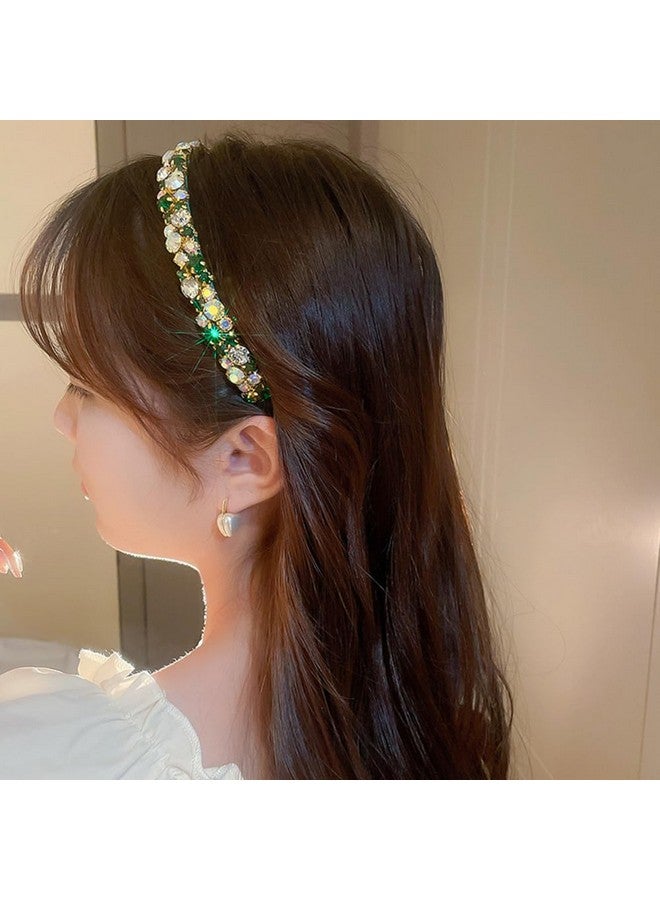 Wiwpar Green Sparkly Rhinestone Headband Vintage Crystal Head Band Hair Wedding Hair Accessories Bridal Headpiece For Women Girls Birthday Valentine'S Day Gifts - Image 1