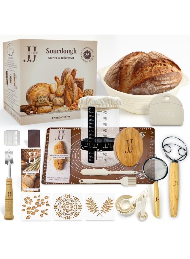 JIG JAR Sourdough Starter Kit 35-Piece – Complete Bread Baking Set with Jar, Proofing Basket & Tools | Perfect Gift for Home Bakers | Designed in Dubai | JIG JAR - Image 1