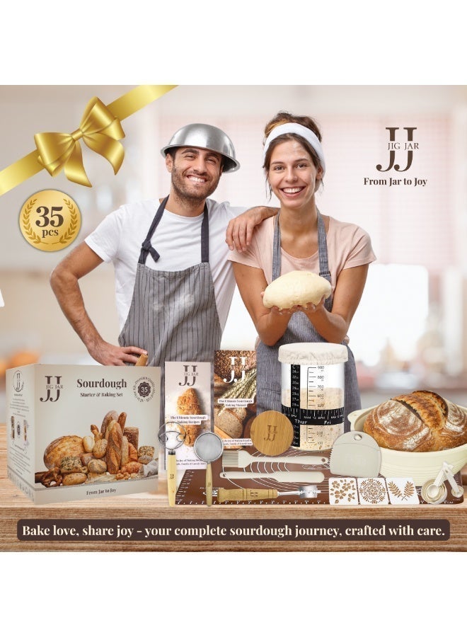 JIG JAR Sourdough Starter Kit 35-Piece – Complete Bread Baking Set with Jar, Proofing Basket & Tools | Perfect Gift for Home Bakers | Designed in Dubai | JIG JAR - Image 4