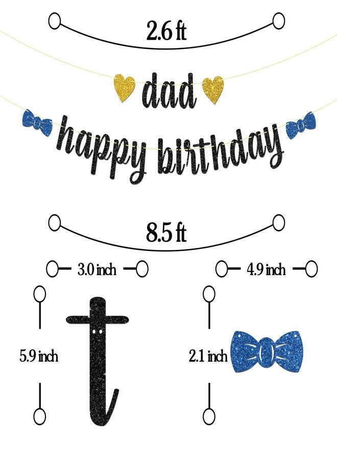 Maicaiffe Black Glitter Dad Happy Birthday Banner - Father's Birthday Party Decorations - King Men's Birthday Party Supplies - Image 2