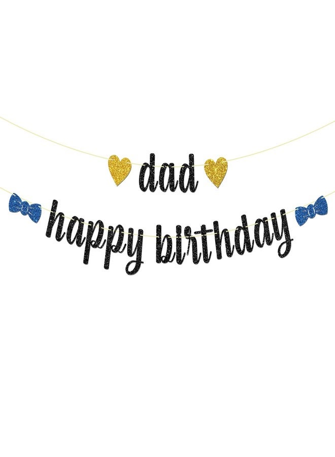 Maicaiffe Black Glitter Dad Happy Birthday Banner - Father's Birthday Party Decorations - King Men's Birthday Party Supplies - Image 1