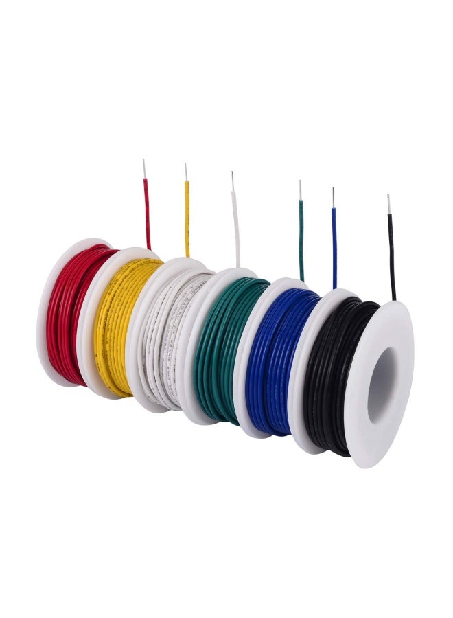 Tuofeng سلك صلب 24 AWG - مجموعة سلك صلب - 6 بكرات ملونة مختلفة بطول 30 قدم سلك قفز 24 Gauge - مجموعة سلك توصيل - Image 1