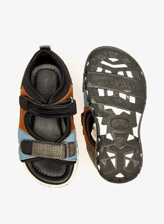 Barefeet Panelled Sandals with Hook and Loop Closure