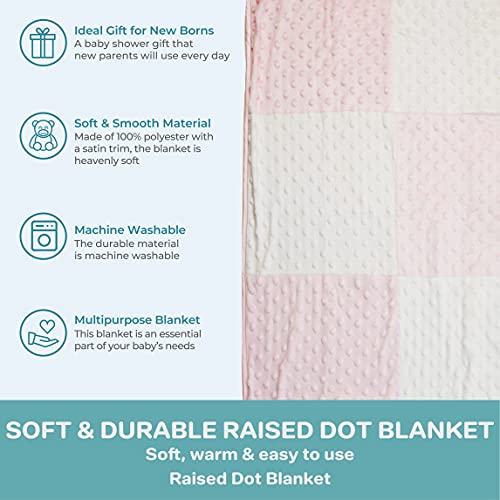 Spasilk Baby Girls Minky Raised Dot Blanket with Satin Trim Bandana, Pink, 30 X 40 US - Image 4