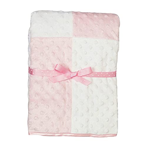 Spasilk Baby Girls Minky Raised Dot Blanket with Satin Trim Bandana, Pink, 30 X 40 US - Image 1