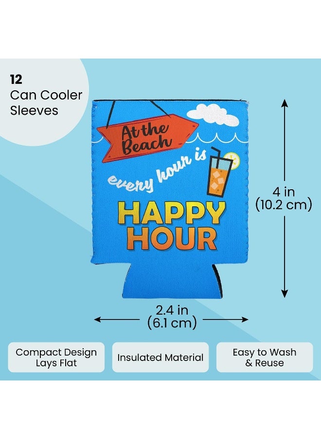 Blue Panda Neoprene Can Cooler Sleeves for Soda, Soft Drinks, Beverages, Beer & Water Bottles - 12-Pack (12 Ounce) Cruise & Summer Bulk - Image 2