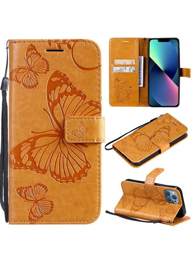 Zaboon Case For iPhone 13 mini 3D Butterfly Embossed Pattern Horizontal Flip Leather Case with Holder & Card Slot & Wallet & Lanyard - Image 1