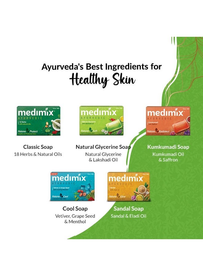 ميديميكس صابون استحمام أيورفيدا سكين فيت، 125 جم (عبوة من 5 قطع) تسوق للحصول على بشرة صحية ومحمية، بشرة باردة ومنتعشة، بشرة ناعمة ونضرة، بشرة متألقة وبشرة متوهجة، خالي من البارابين والكبريتات، نباتي 100% - Image 3